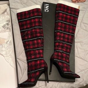 INC International Concepts Women's Plaid Heeled Boots